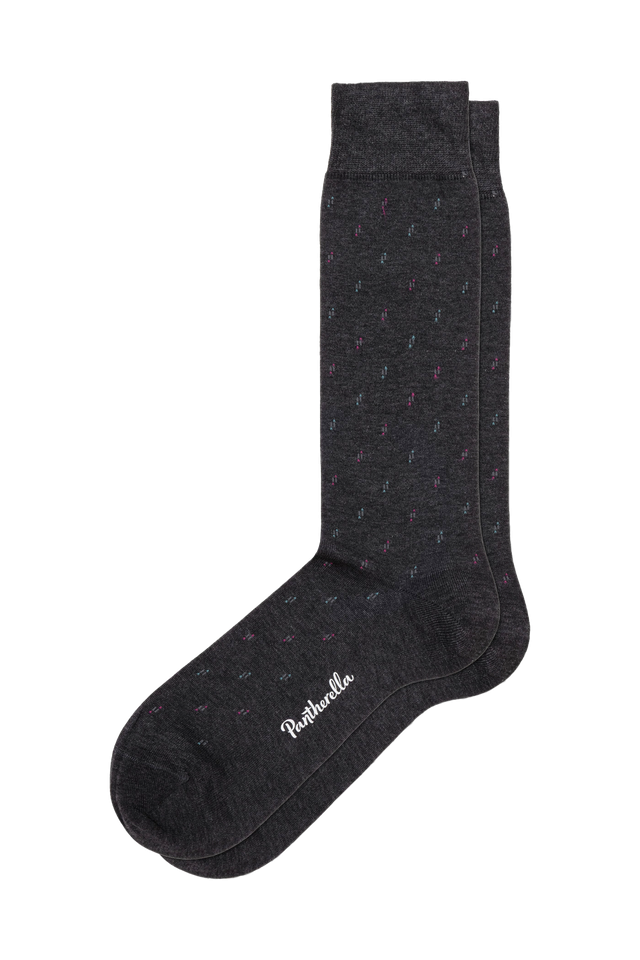 Pantherella - Renfield Diagonal Two Colour Motif - Dark Grey Mix