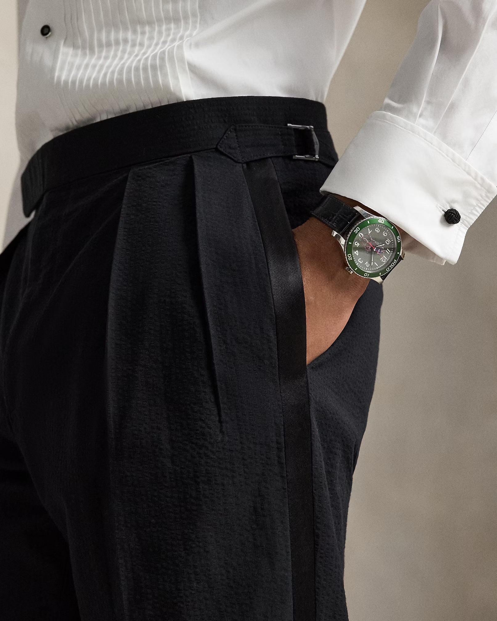 Ralph Lauren - Pleated Seersucker Tuxedo Trouser
