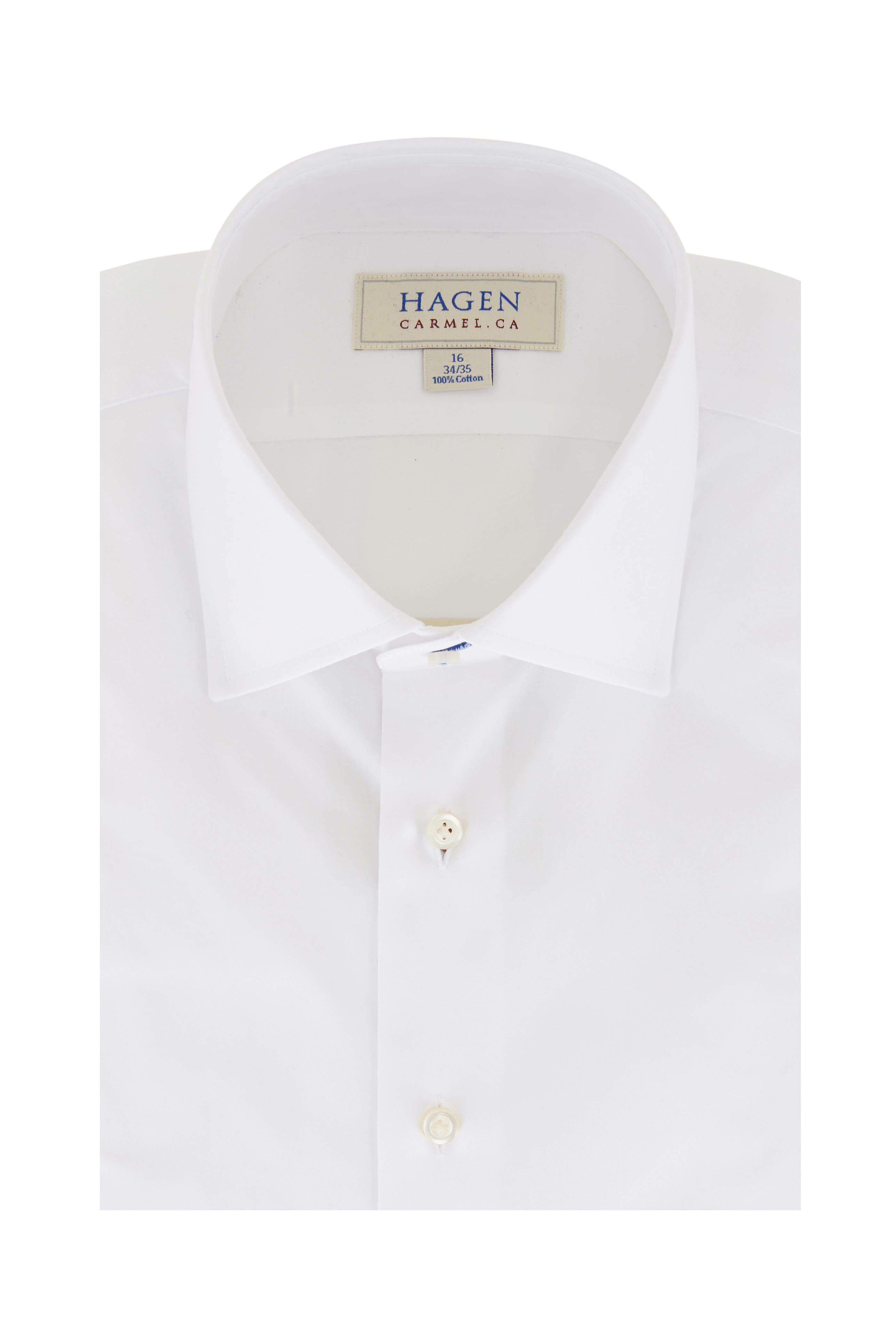 Hagen - White Super Fine Twill Dress Shirt