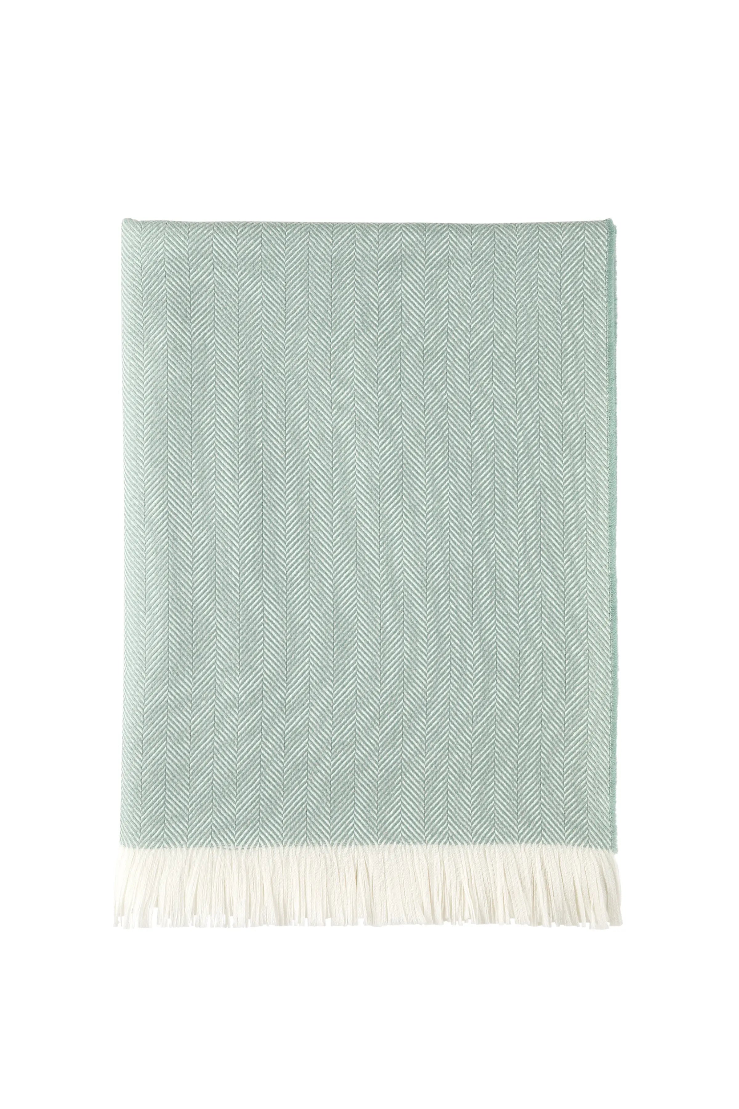 Johnstons of Elgin - Duck Egg Herringbone Merino Throw
