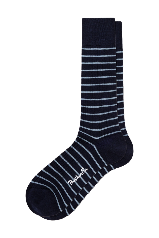 Pantherella - Worthington Rib with Fine Stripe - Navy