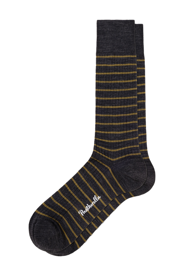 Pantherella - Worthington Rib with Fine Stripe - Charcoal