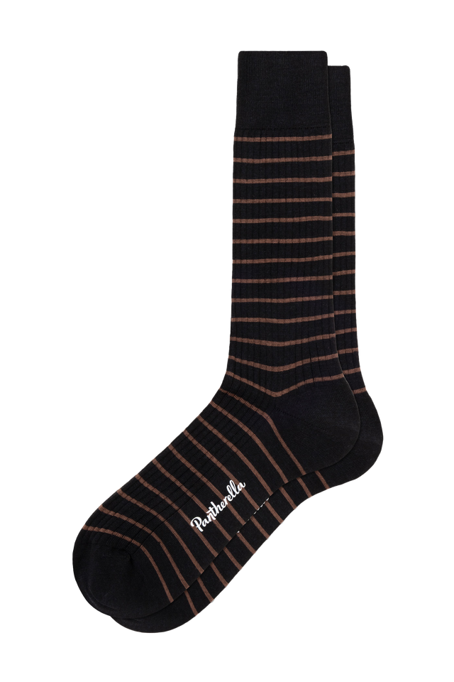 Pantherella - Worthington Rib with Fine Stripe - Black