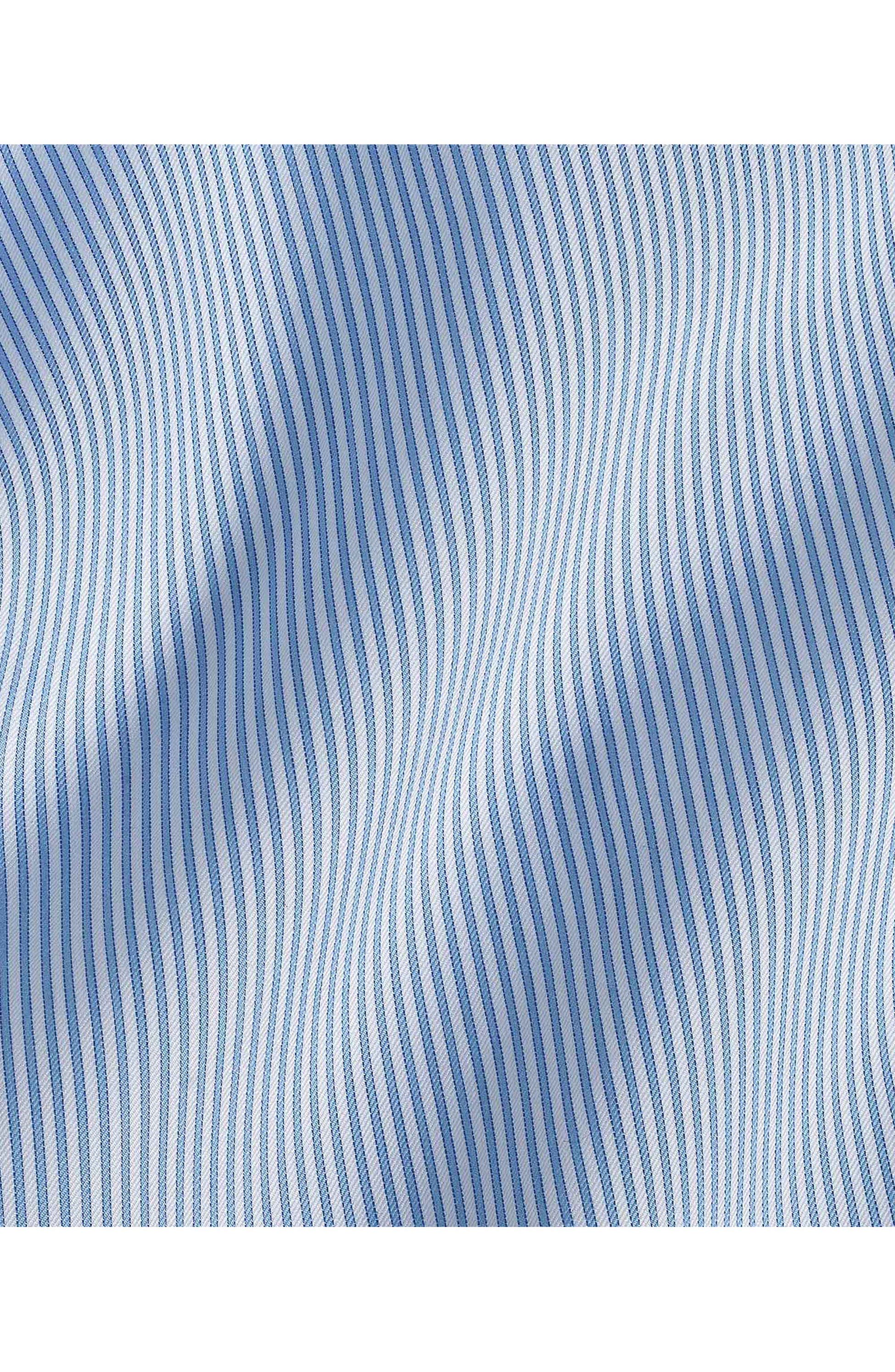 David Donahue - New Stripe Trim Fit Dress Shirt - White/Blue
