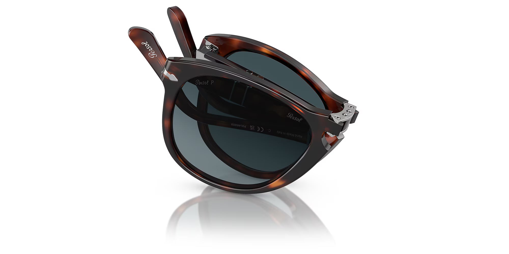 Persol - 714 Original - Folding Havana Frame with Polar Gradient Blue Lens