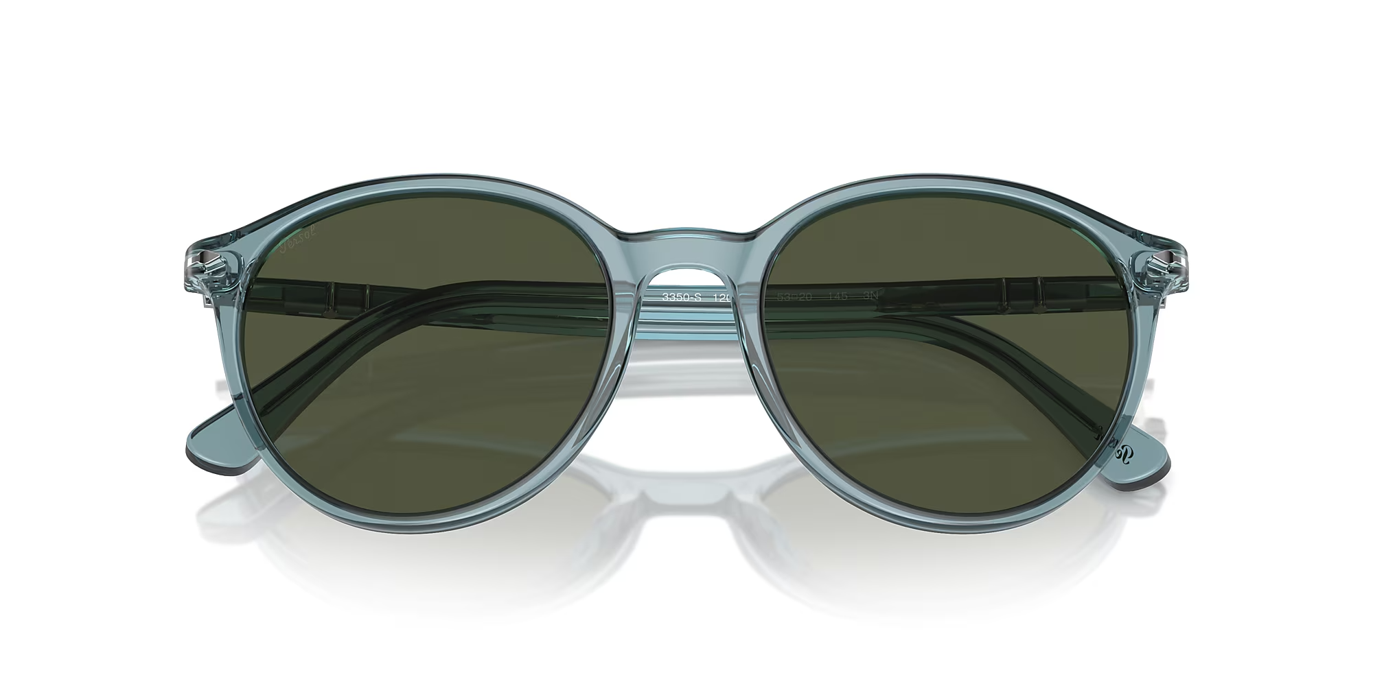 Persol - PO3350S Sunglasses - Transparent Blue Frame & Green Lenses