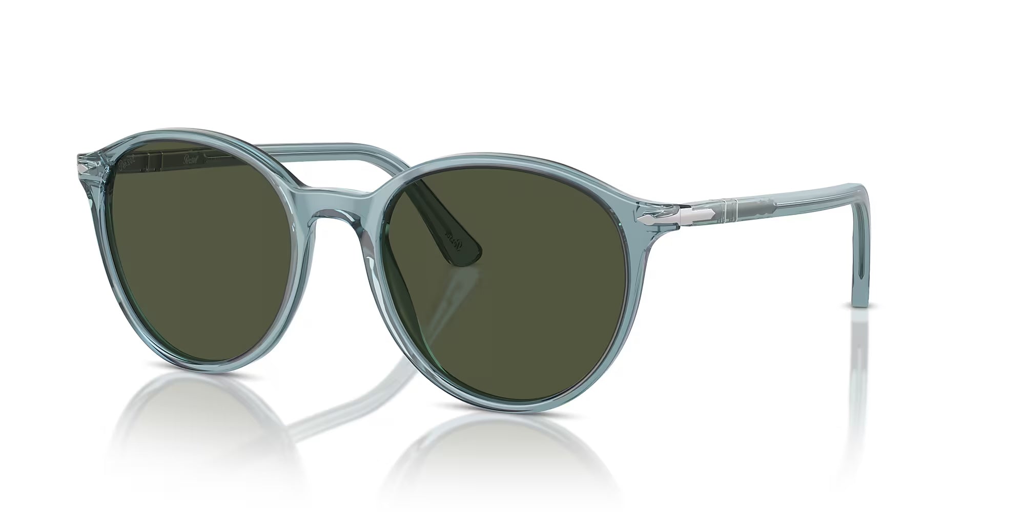Persol - PO3350S Sunglasses - Transparent Blue Frame & Green Lenses