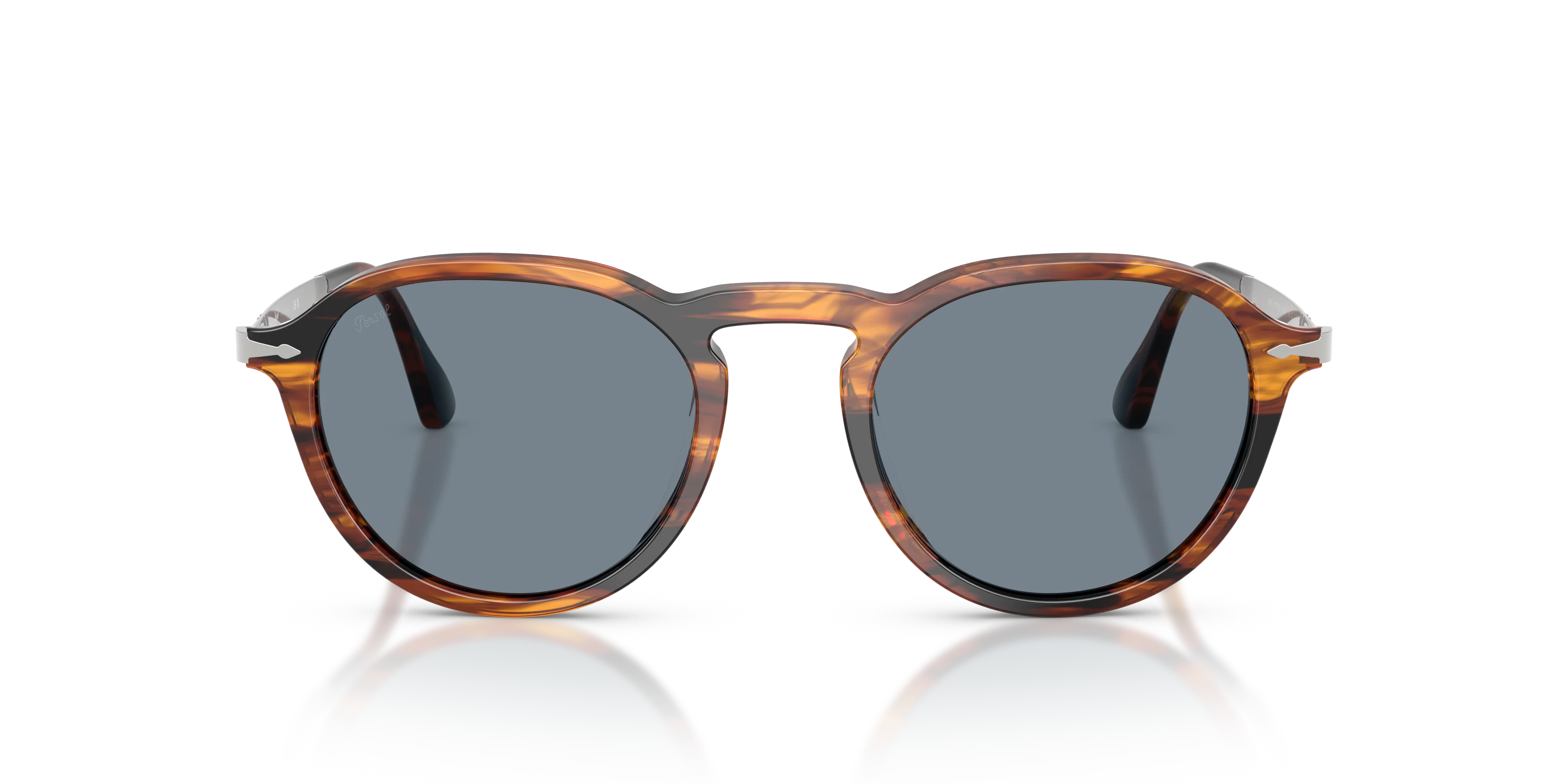 Persol - P03383S - Striped Black and Brown / Light Blue Lens