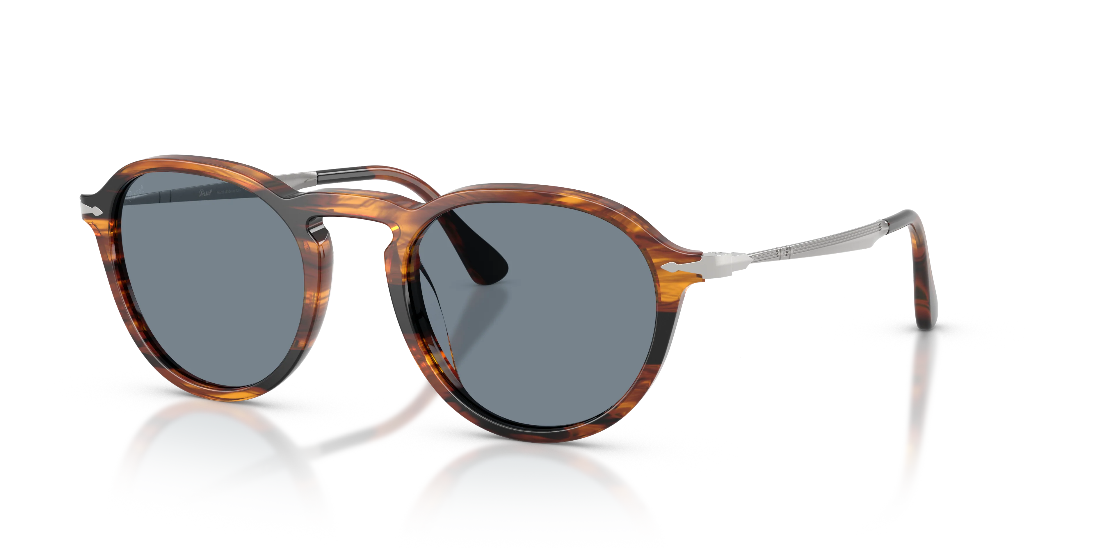 Persol - P03383S - Striped Black and Brown / Light Blue Lens