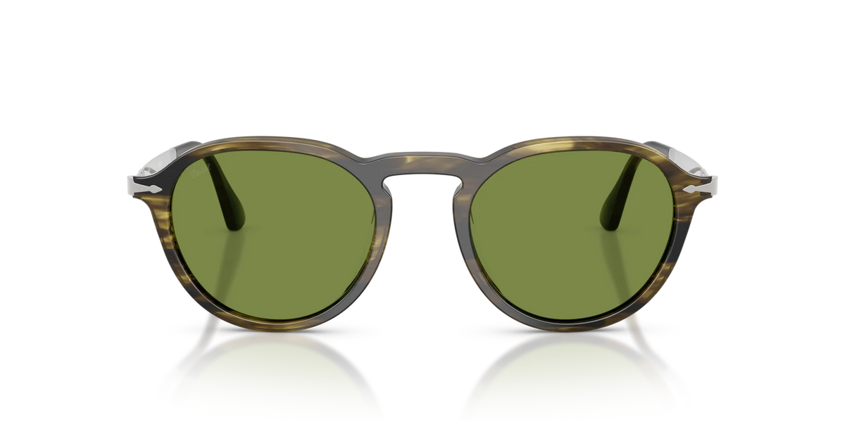 Persol - 0PO3383S - Striped Black & Olive Green & Green Lens