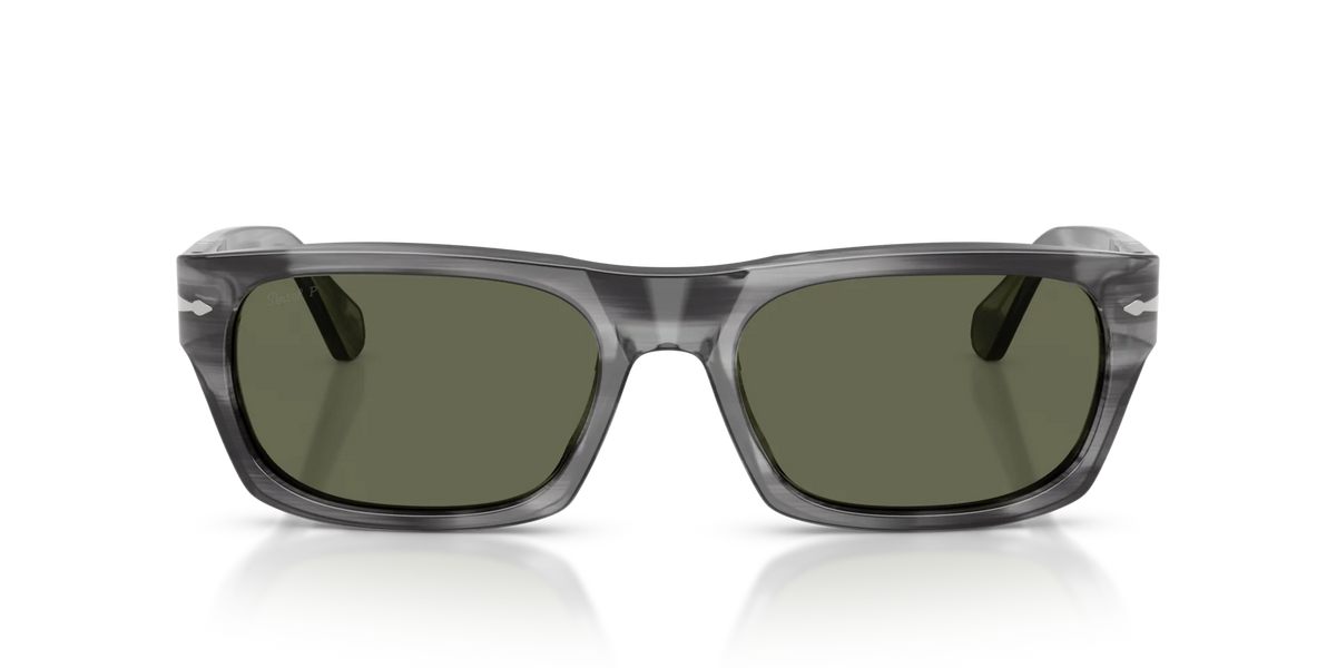 Persol - 0PO3398S - Striped Grey & Green Polarized Lens