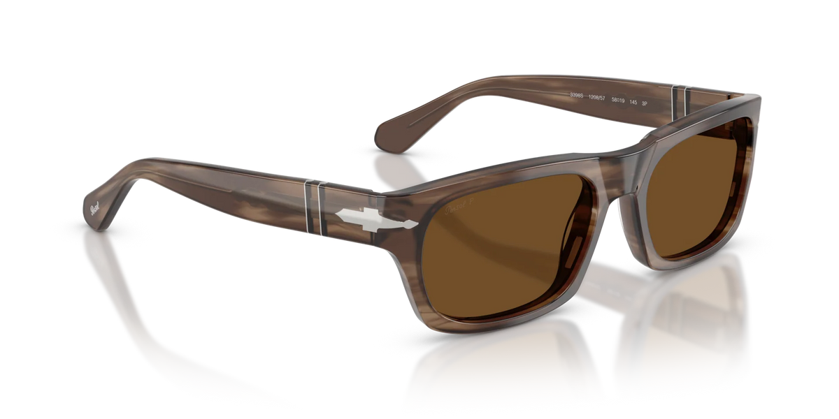 Persol - 0PO3398S - Striped Brown & Brown Polar Lens