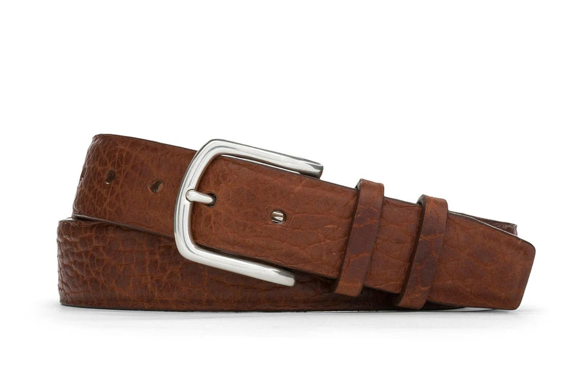 W. Kleinberg - Tucson Bison Belt with Antique Silver Buckle - Cognac