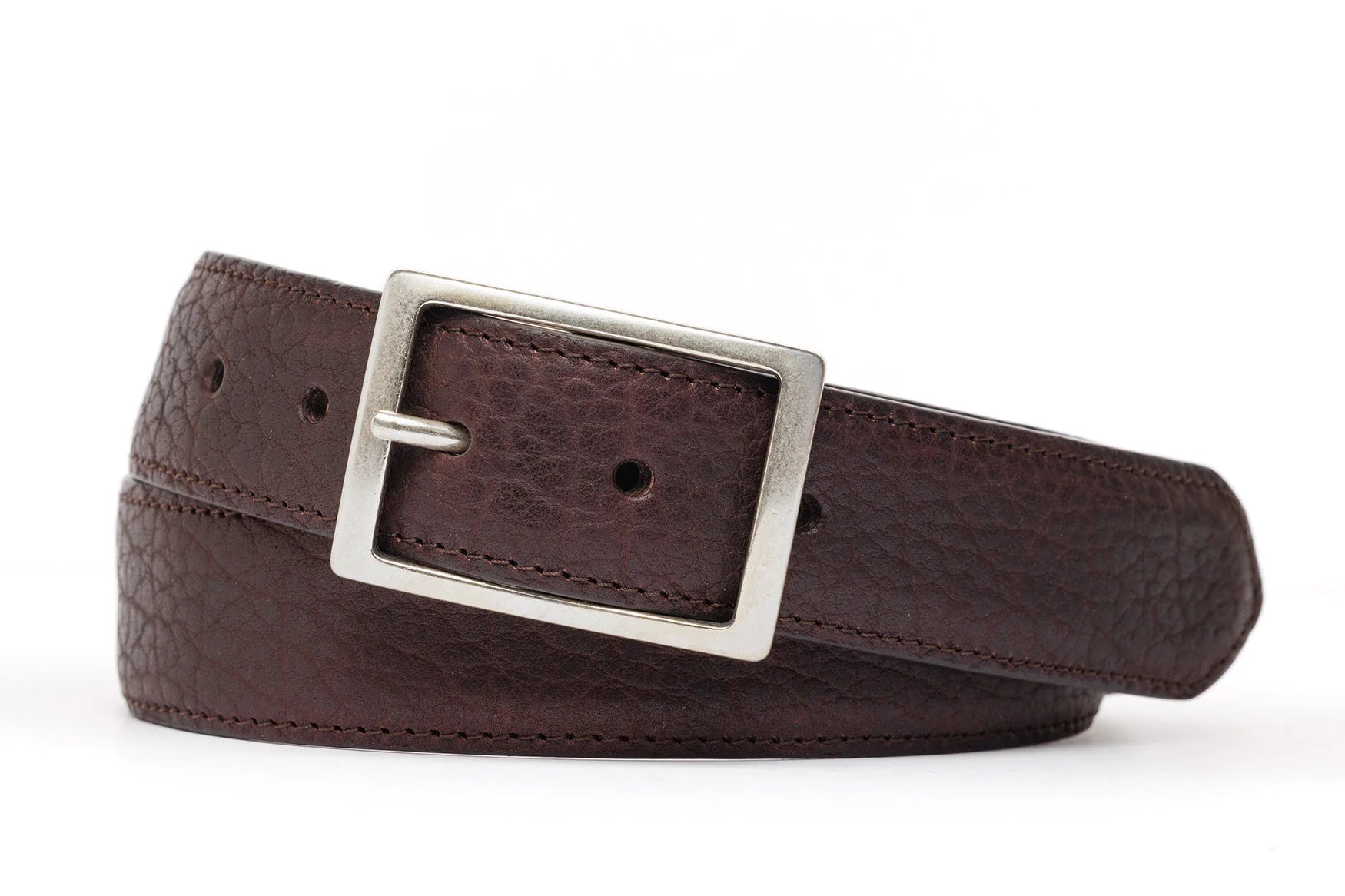 w.kleinberg - Tucson Bison Belt with Antique Silver Buckle - Chocolate