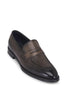 Brown leather loafer shoe on a white background