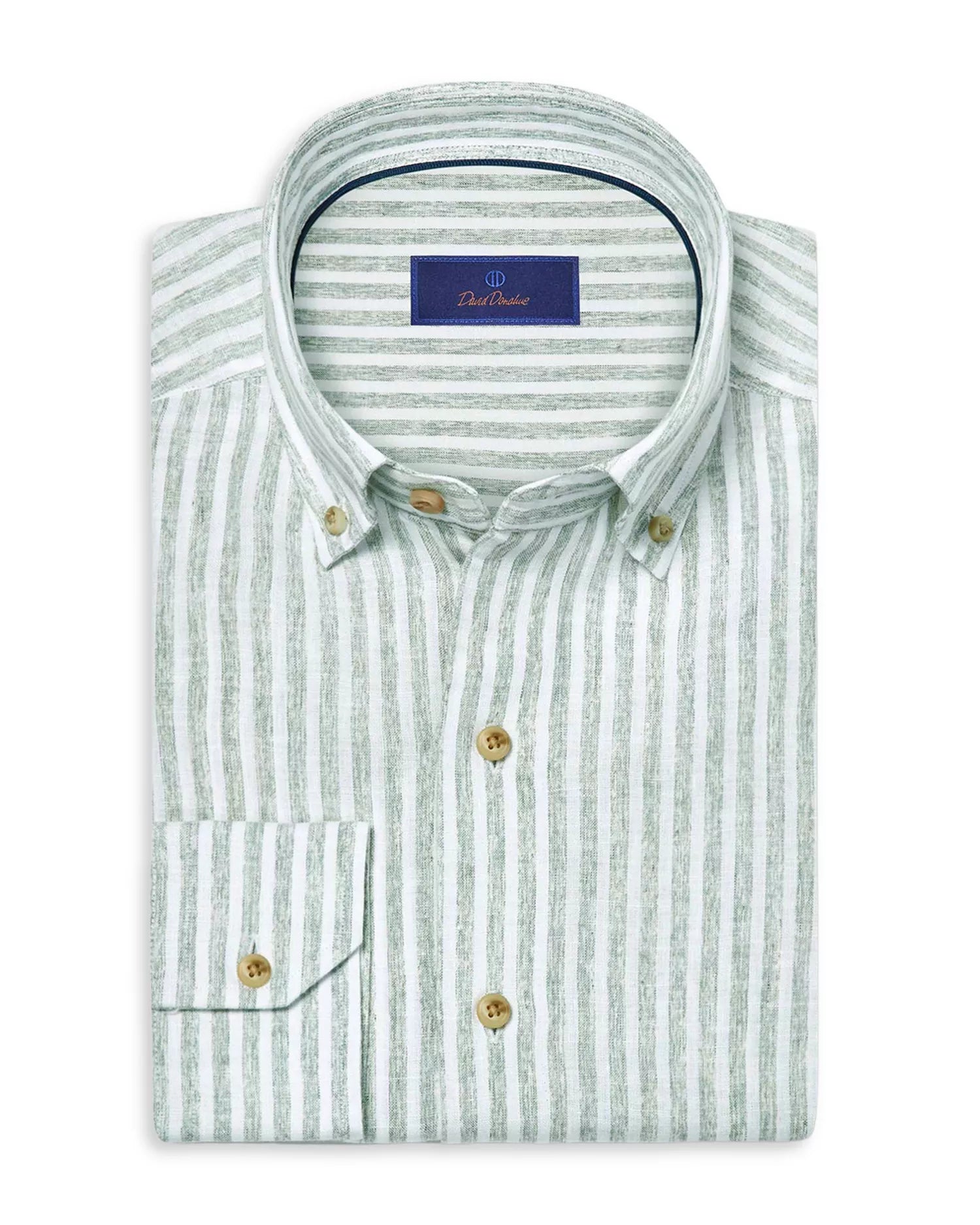 David Donahue - Sage Linen Stripe Sport Shirt