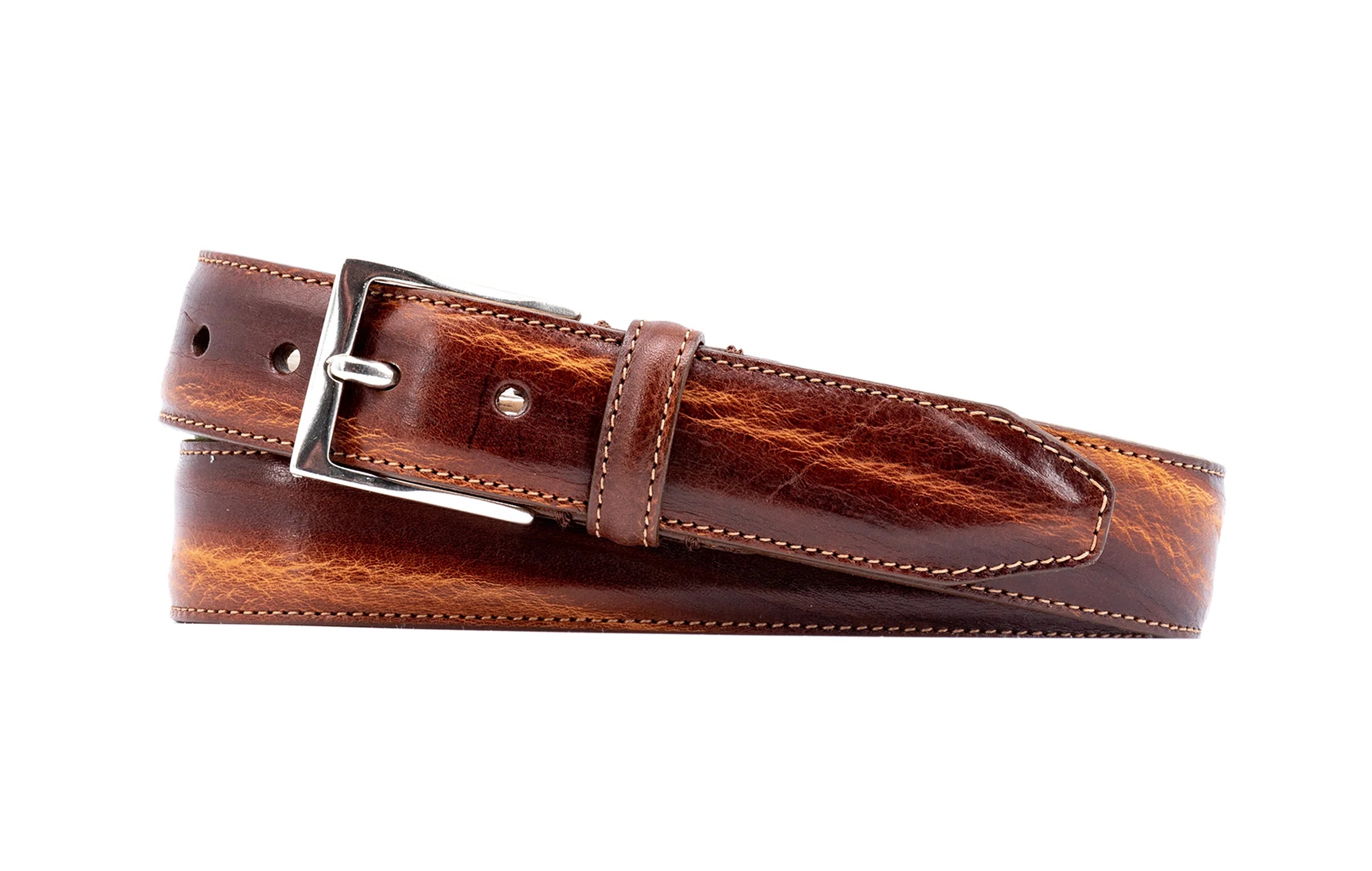Martin Dingman - Perry Italian Saddle Leather Belt - Chestnut