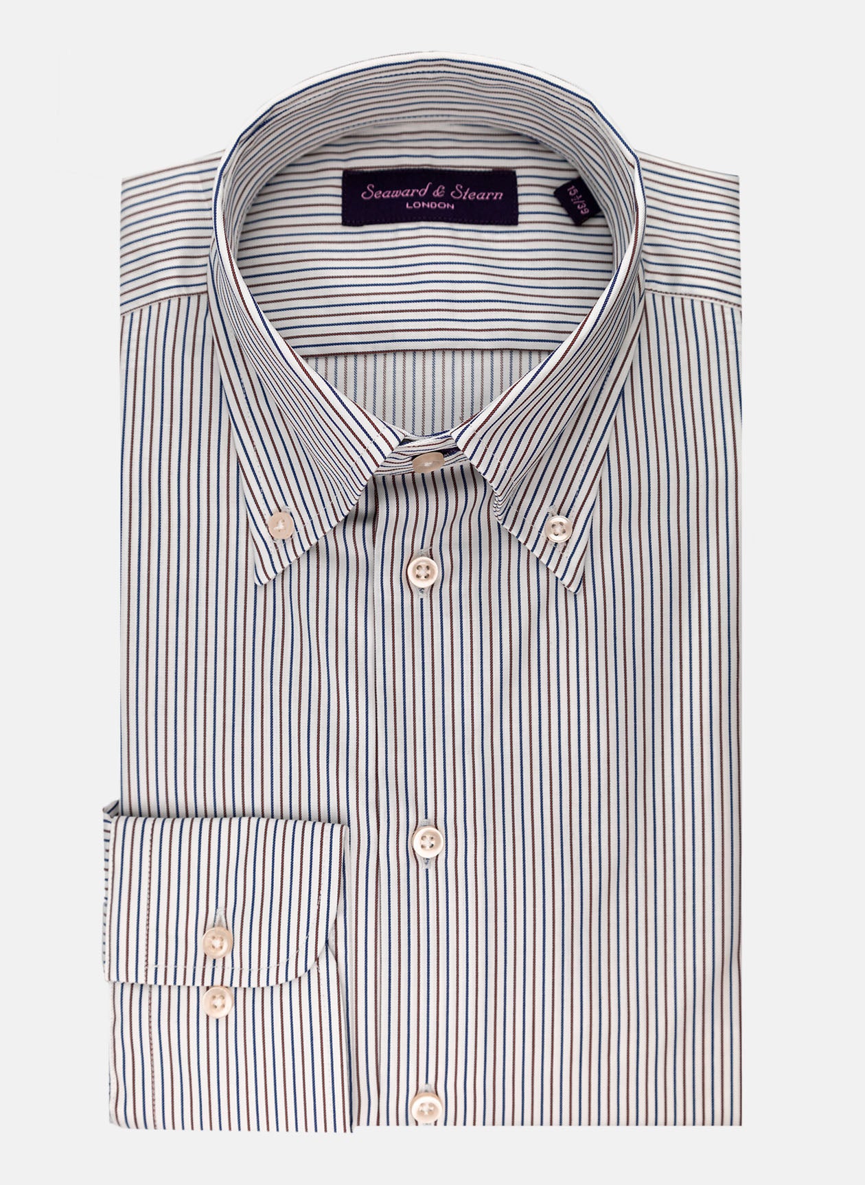 Seaward & Stearn - Orange & Blue Mini Stripe Shirt