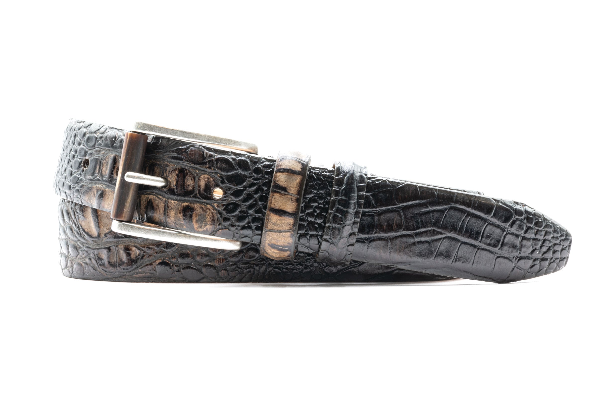 Martin Dingman - Hadley Hornback Alligator Grain Belt - Black & Truffle