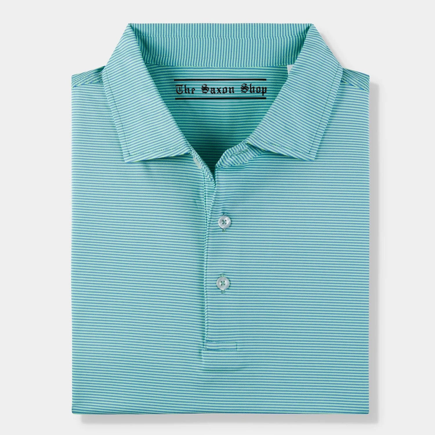 The Saxon Shop - Lime & Sea Blue Striped Polo
