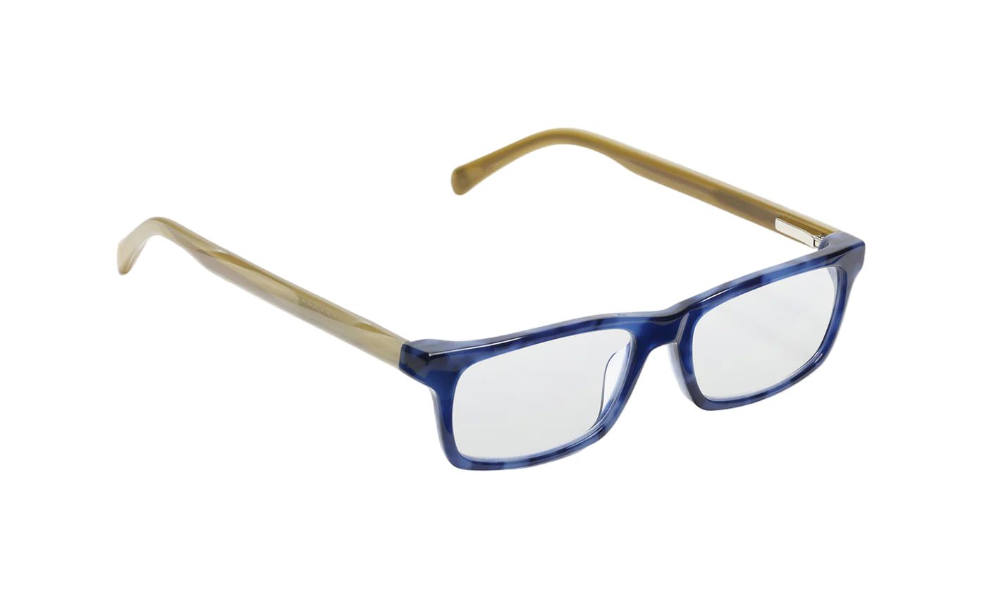 Eyebobs - Number Cruncher - Blue Denim Front with White Horn and Khaki Temples