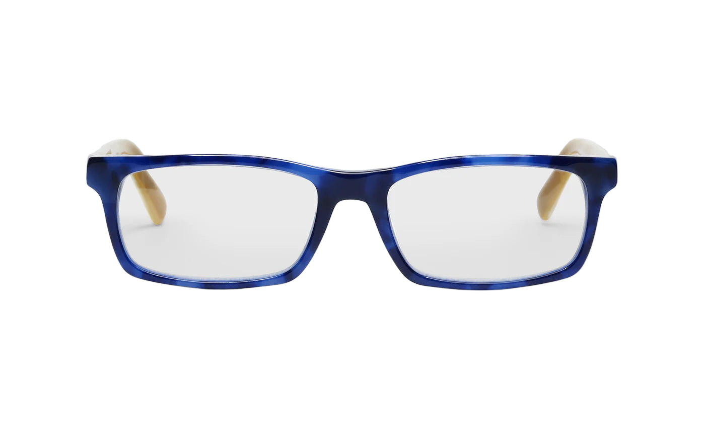 Eyebobs - Number Cruncher - Blue Denim Front with White Horn and Khaki Temples