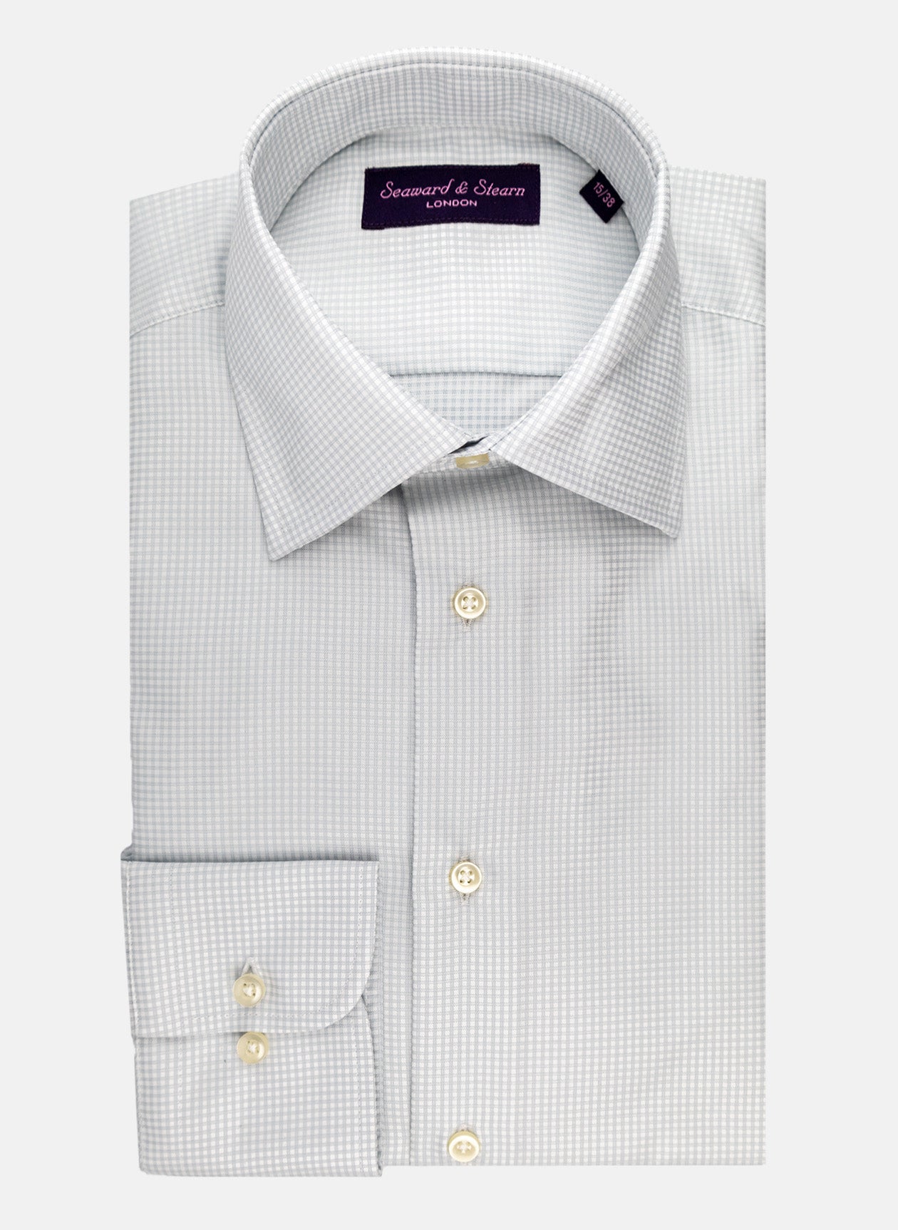 Seaward & Stearn - Silver Micro Gingham Shirt