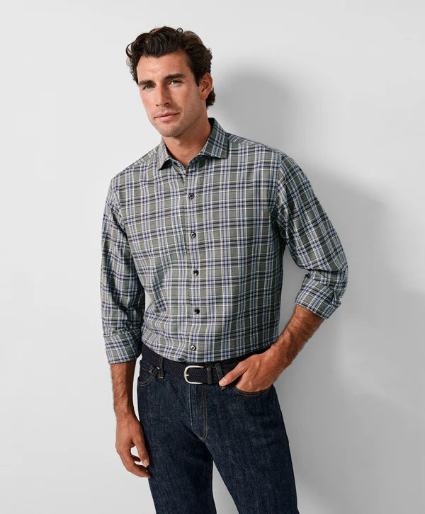 David Donahue - Olive & Multi Plaid Sport Shirt