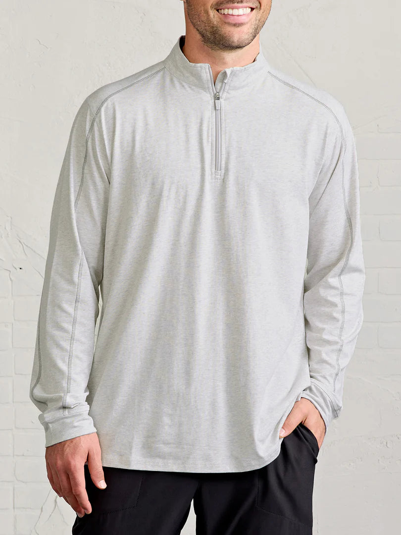 Tasc - Carrollton Lightweight Quarter Zip - Marble Heather & Shark Gray