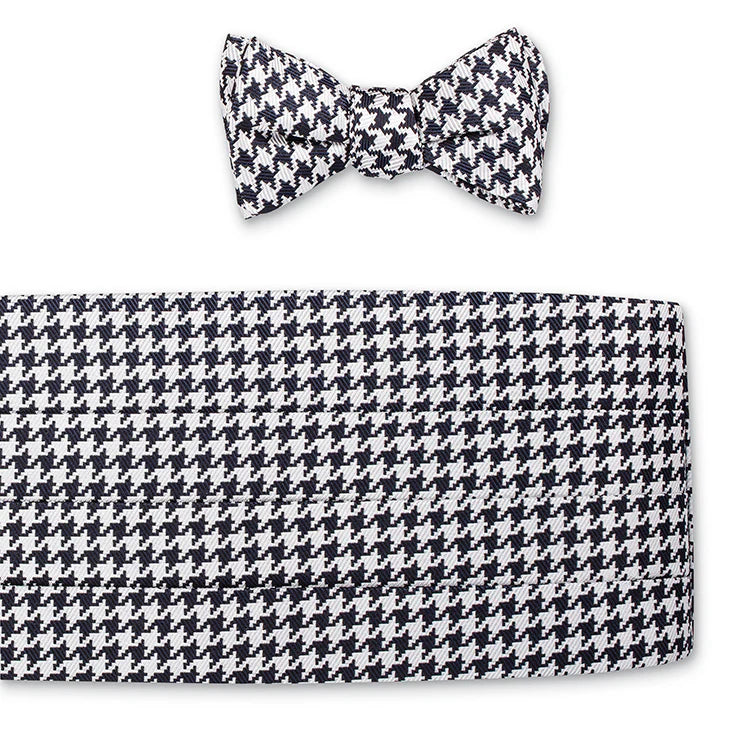 R. Hanauer - Black & White Large Houndstooth Cummerbund Set