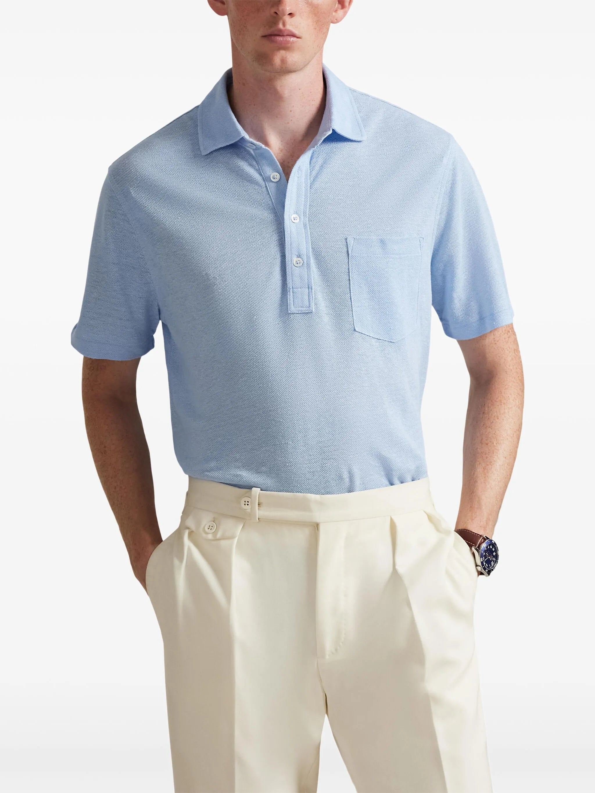 Ralph Lauren - Linen Pique Knit Polo - Blue