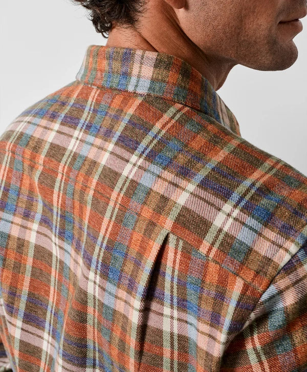 David Donahue - Spice & Multi Brushed Plaid Sport Shirt