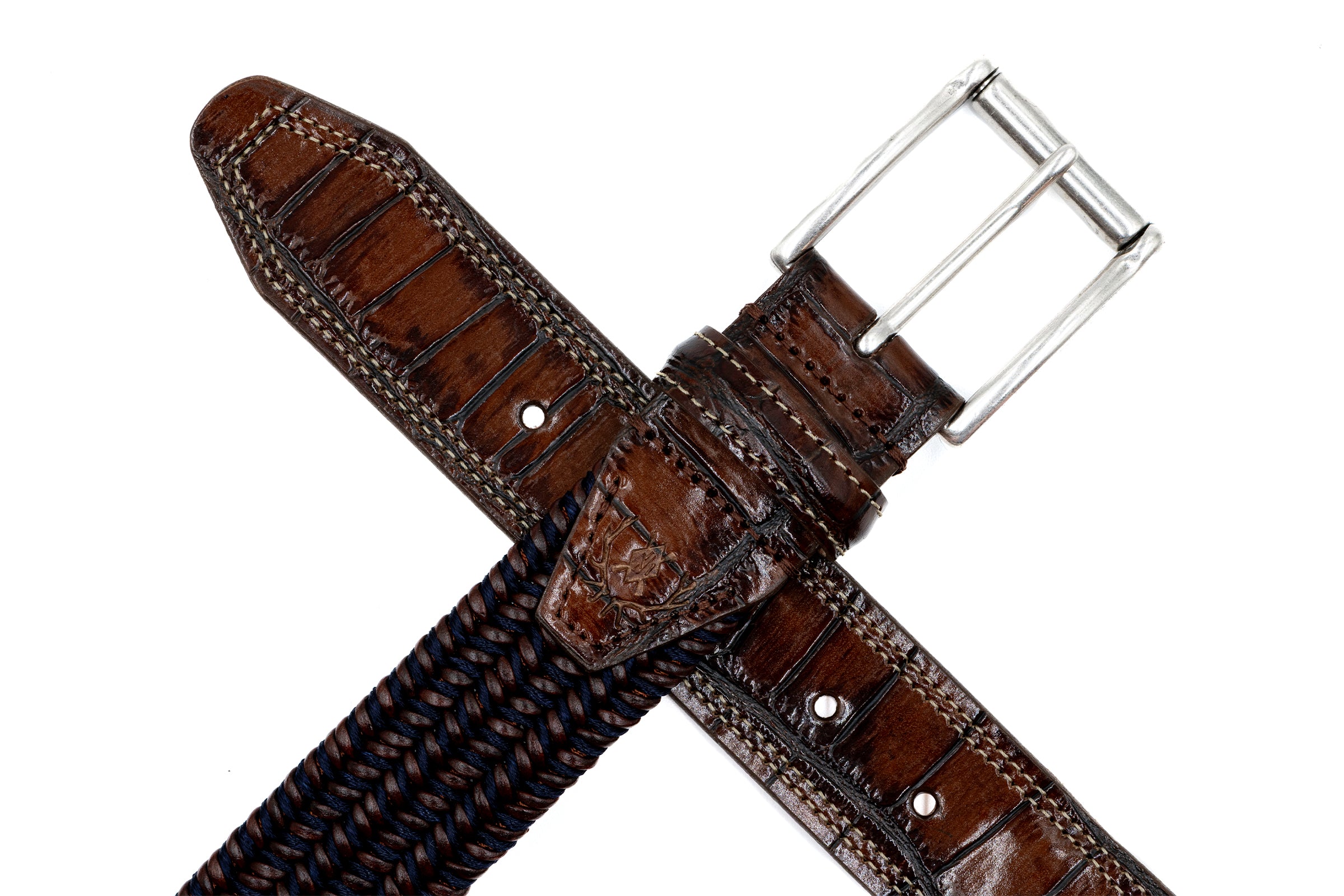 Martin Dingman - Charles Italian Leather & Cotton Elastic Belt - Navy