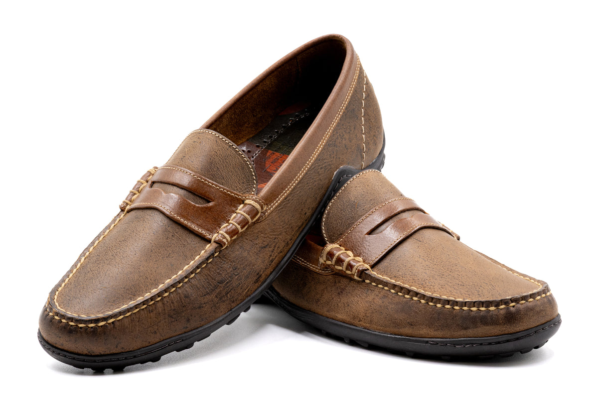 Martin Dingman - Bill Safari Kudu Leather Penny Loafer - Mocha
