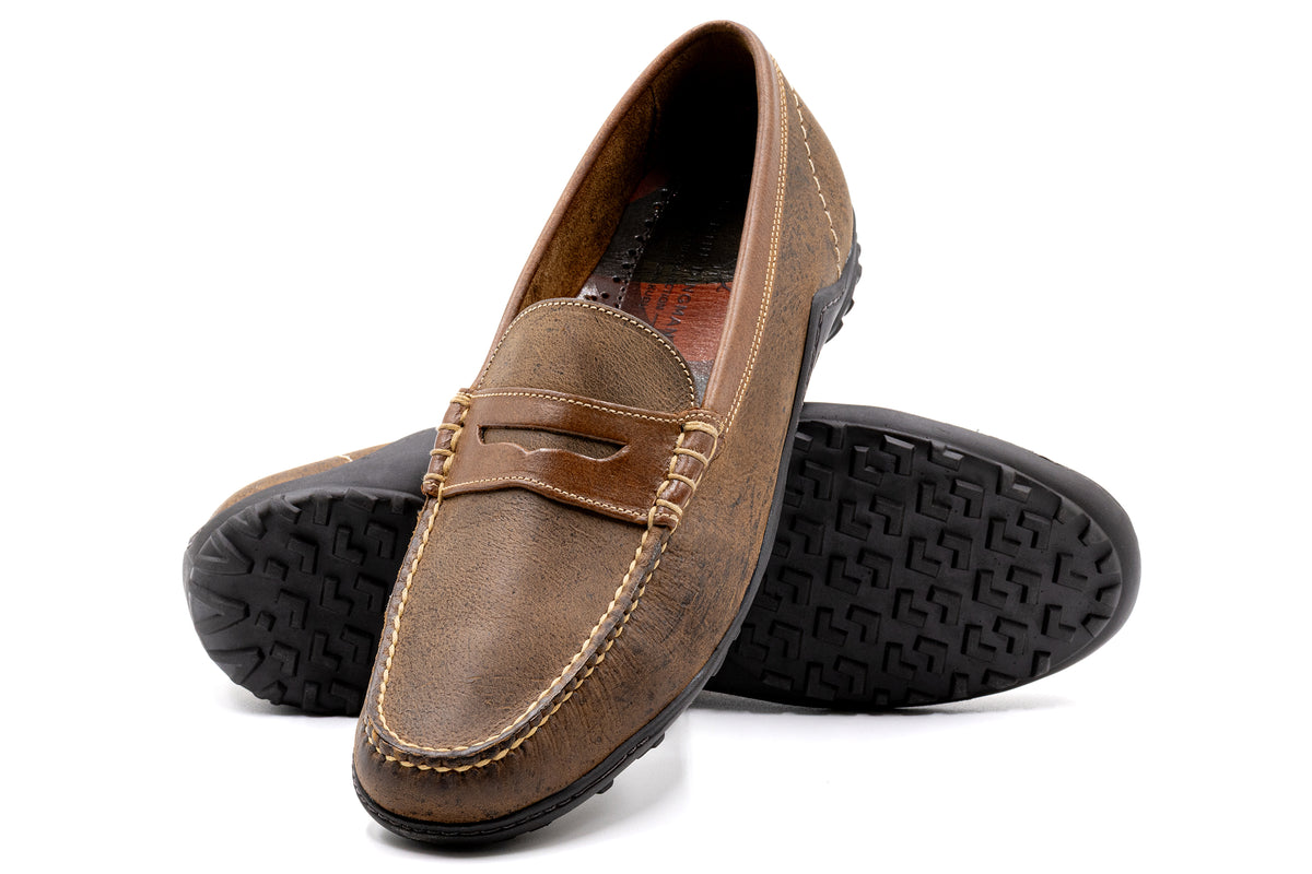 Martin Dingman - Bill Safari Kudu Leather Penny Loafer - Mocha