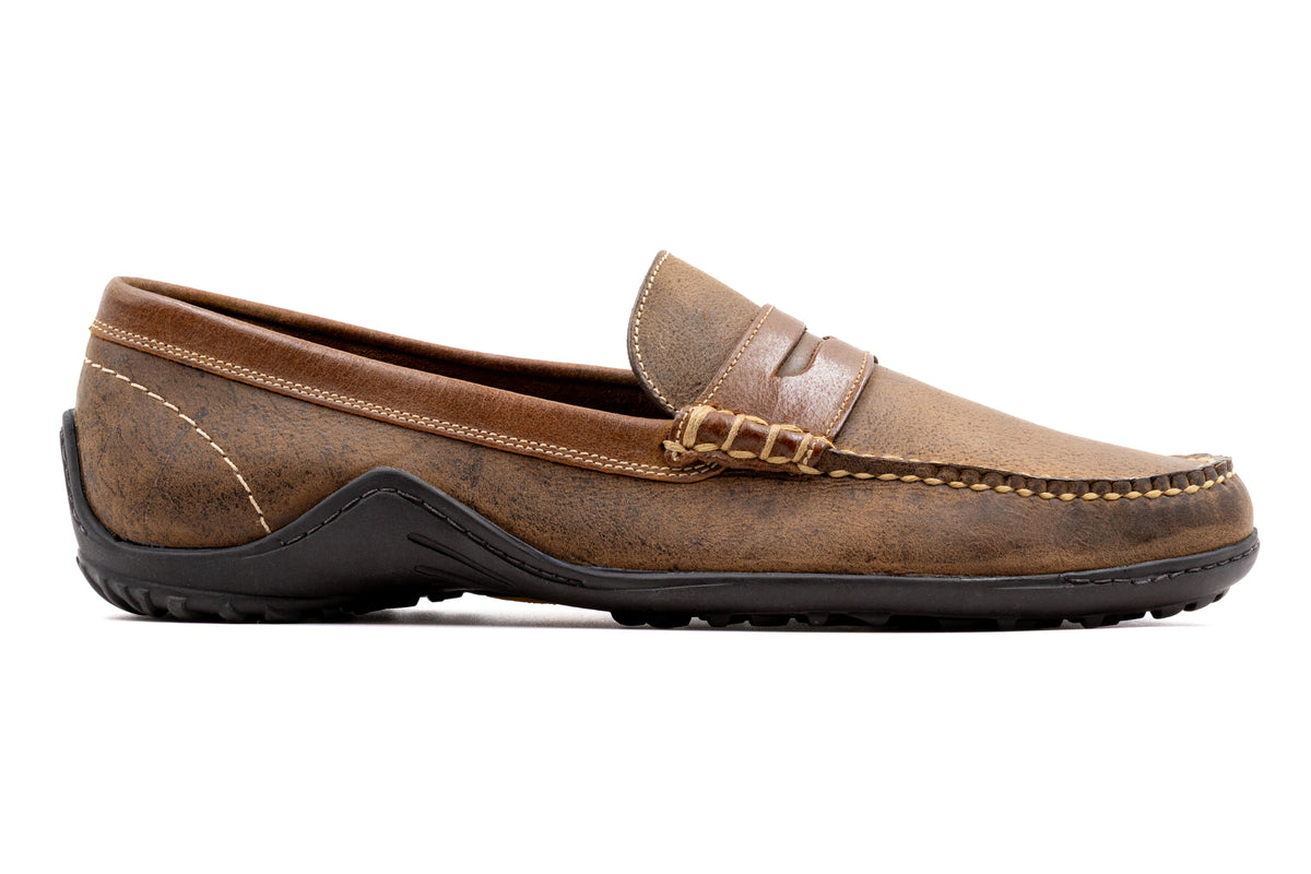 Martin Dingman - Bill Safari Kudu Leather Penny Loafer - Mocha