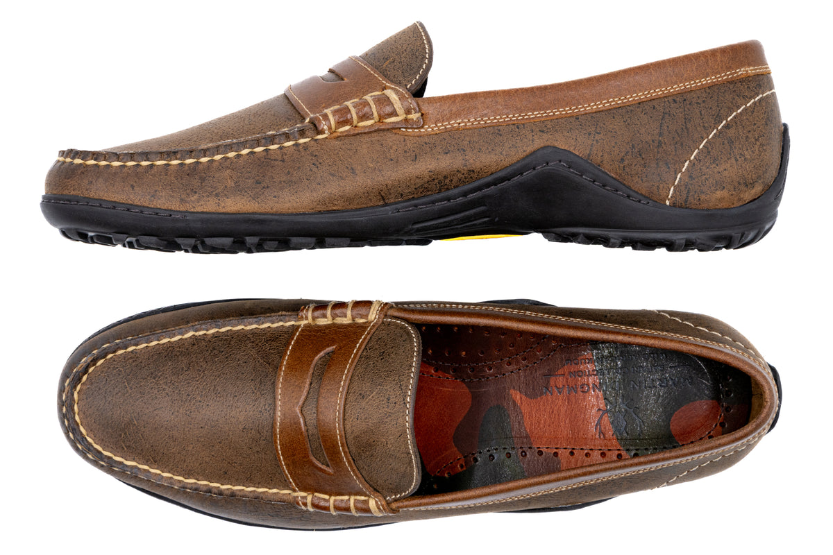 Martin Dingman - Bill Safari Kudu Leather Penny Loafer - Mocha
