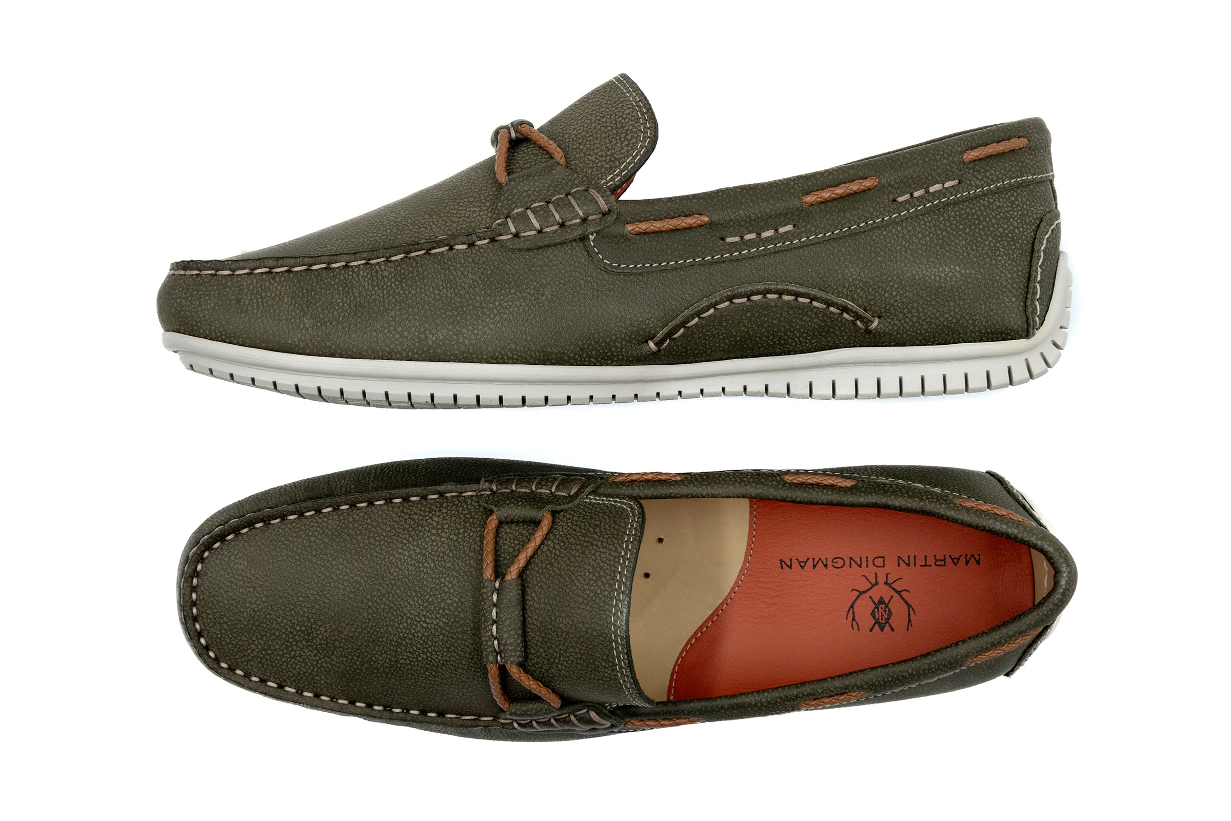 Martin Dingman - Bermuda Nubuck Leather Braided Loafers - Moss