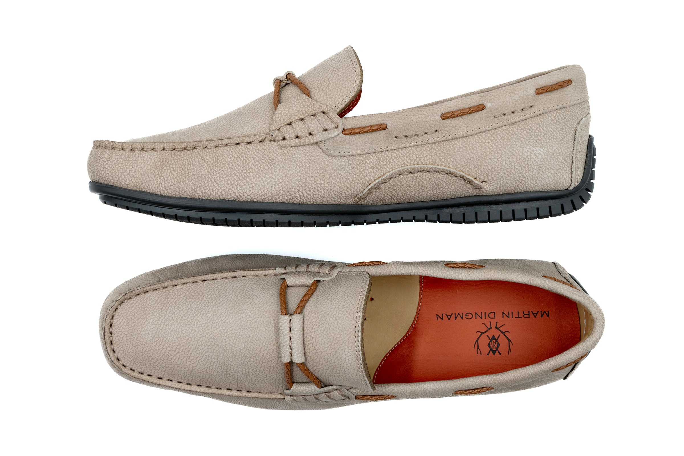 Martin Dingman - Bermuda Nubuck Braided Loafers - Putty