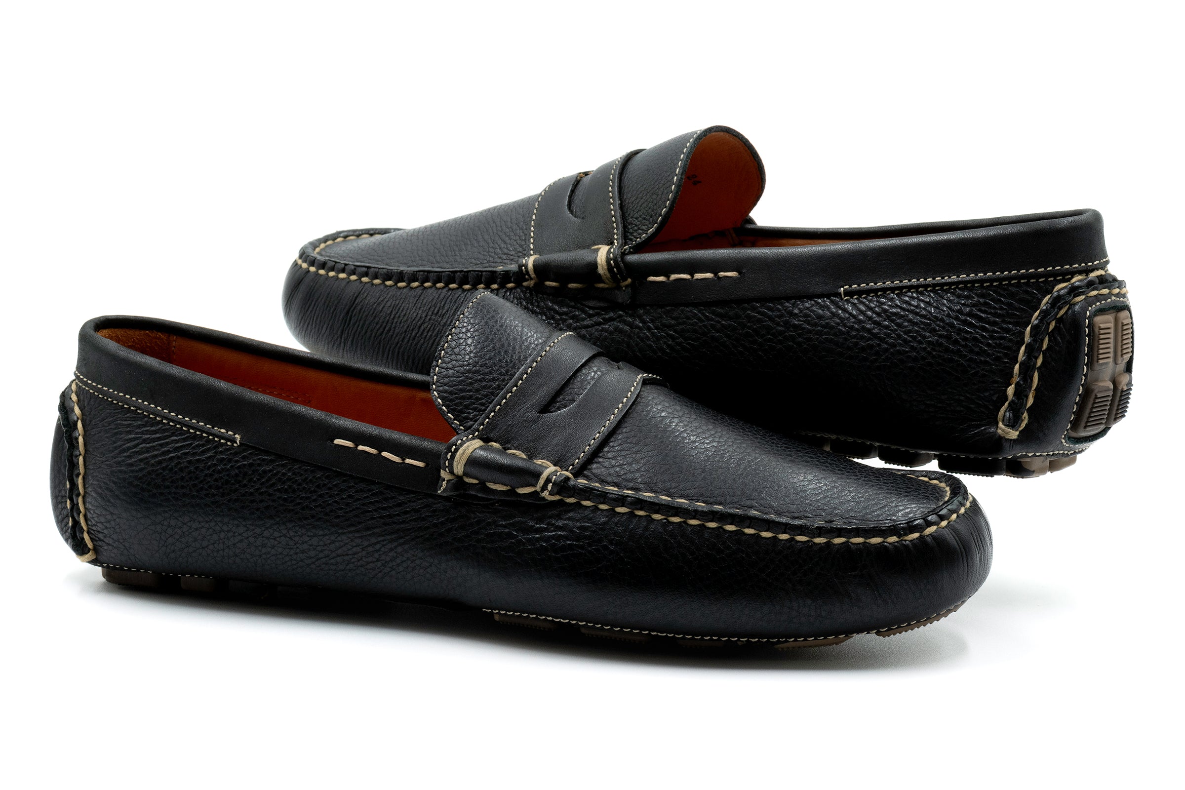 Martin Dingman - Monte Carlo Tumbled Leather Penny Loafer - Black