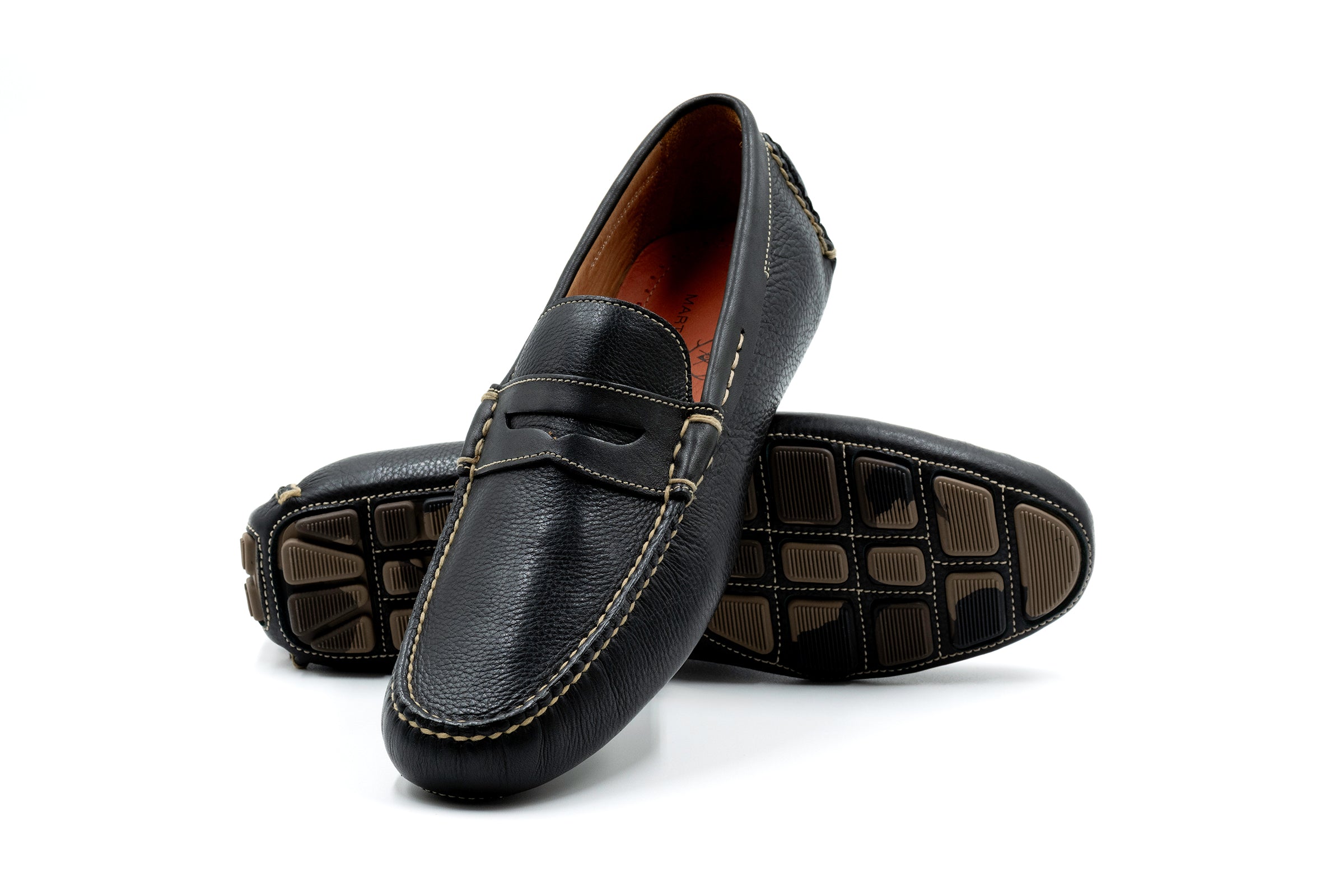Martin Dingman - Monte Carlo Tumbled Leather Penny Loafer - Black