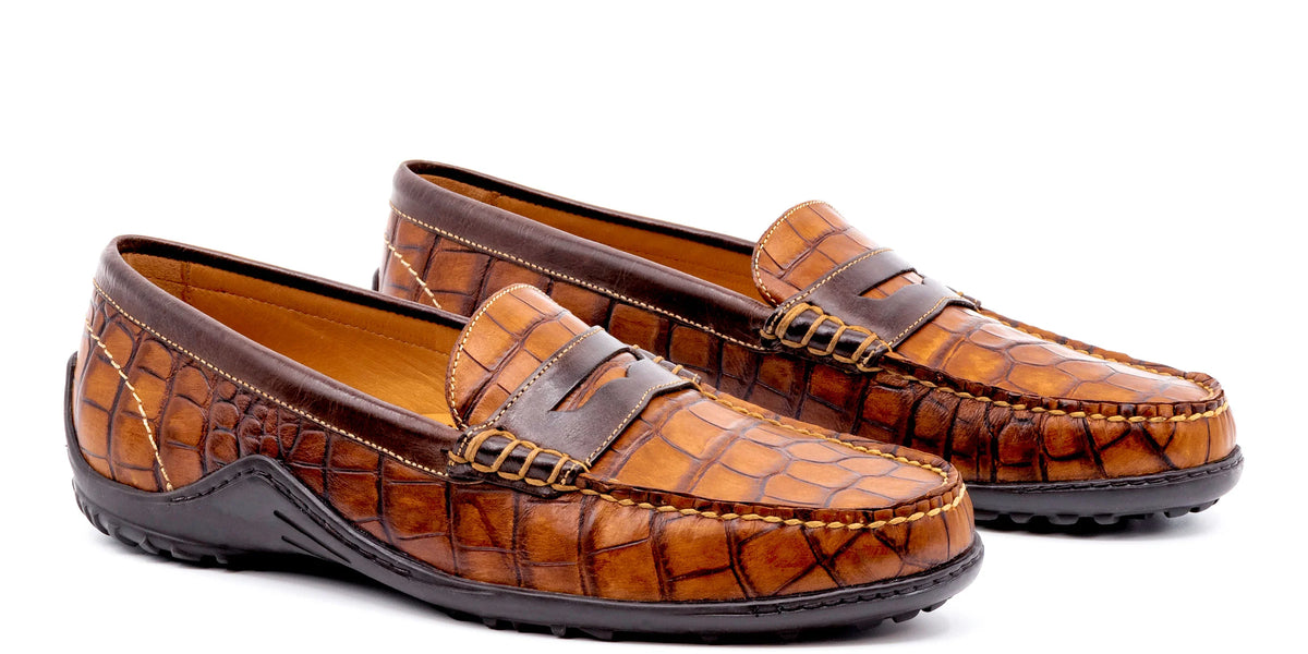 Martin Dingman - Bill Alligator Grain Leather Penny Loafer 