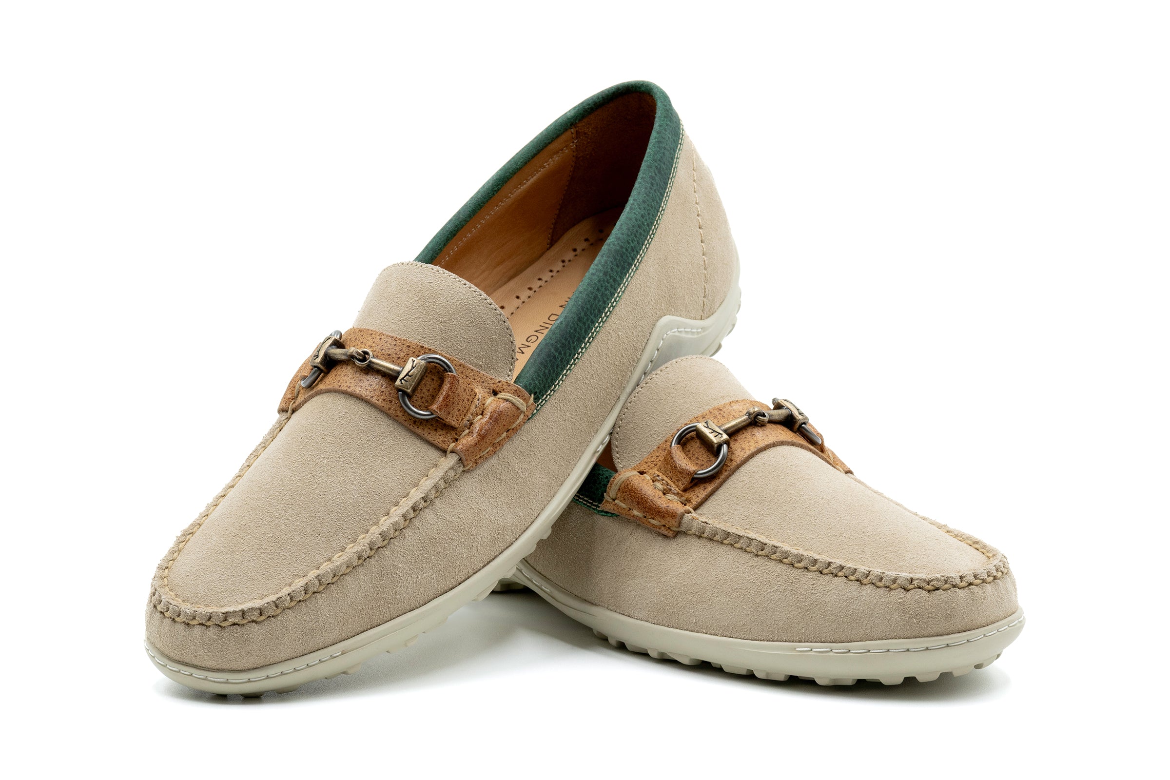 Martin Dingman - Bill Suede Horse Bit Loafers - Sand