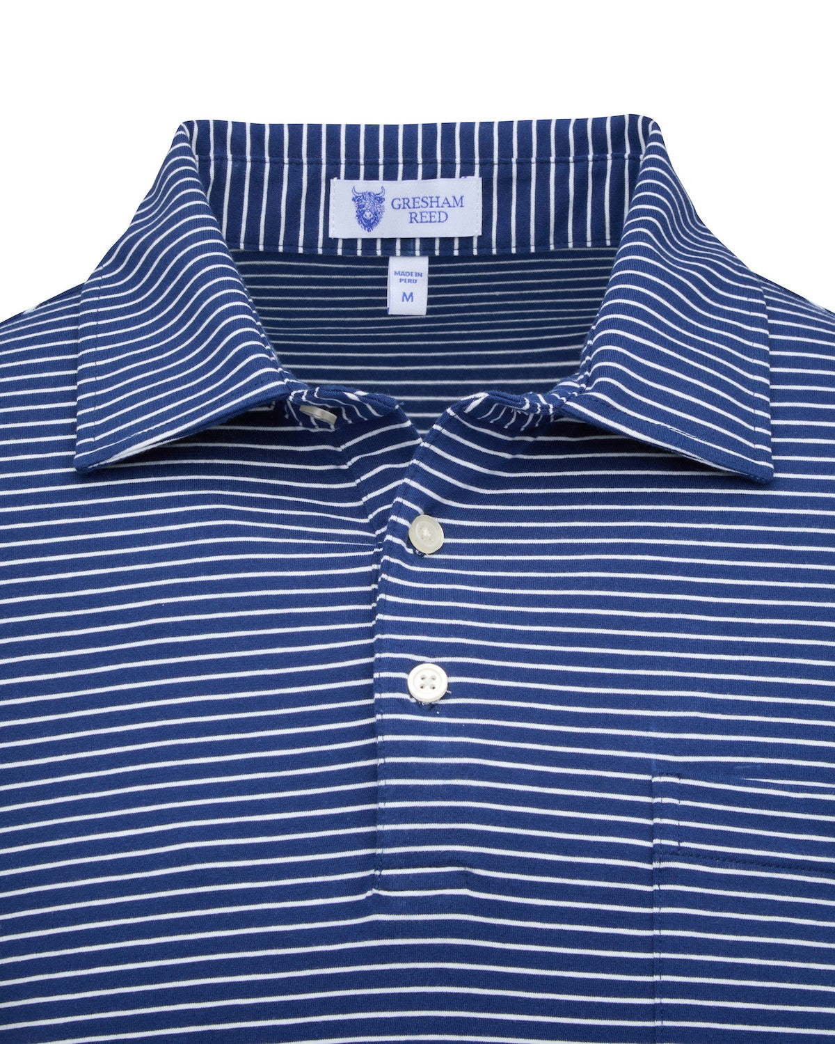 Gresham Reed - Navy & White Stripe Polo