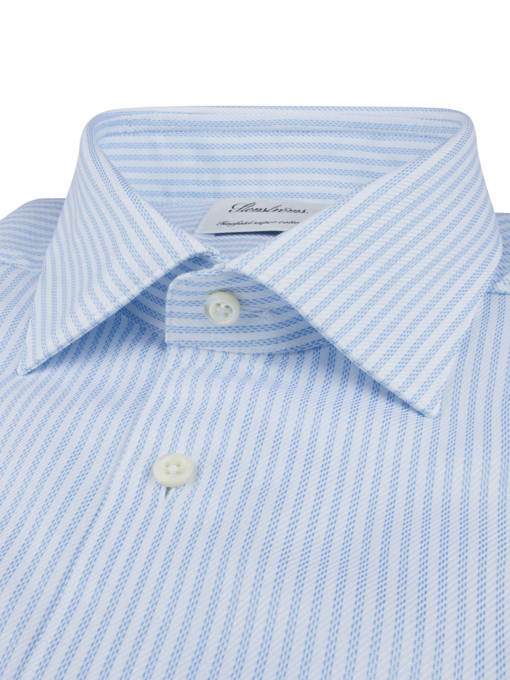 Stenströms - Twill Stripe Spread Collar Shirt - Light Blue