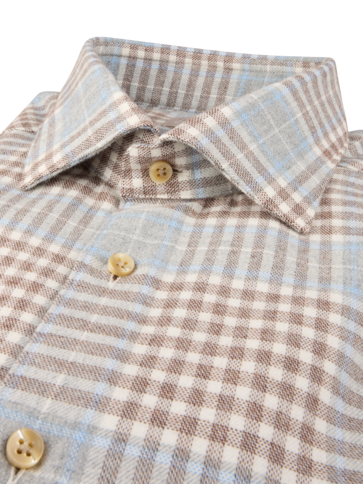 Stenströms - Light Grey Checked Flannel Shirt