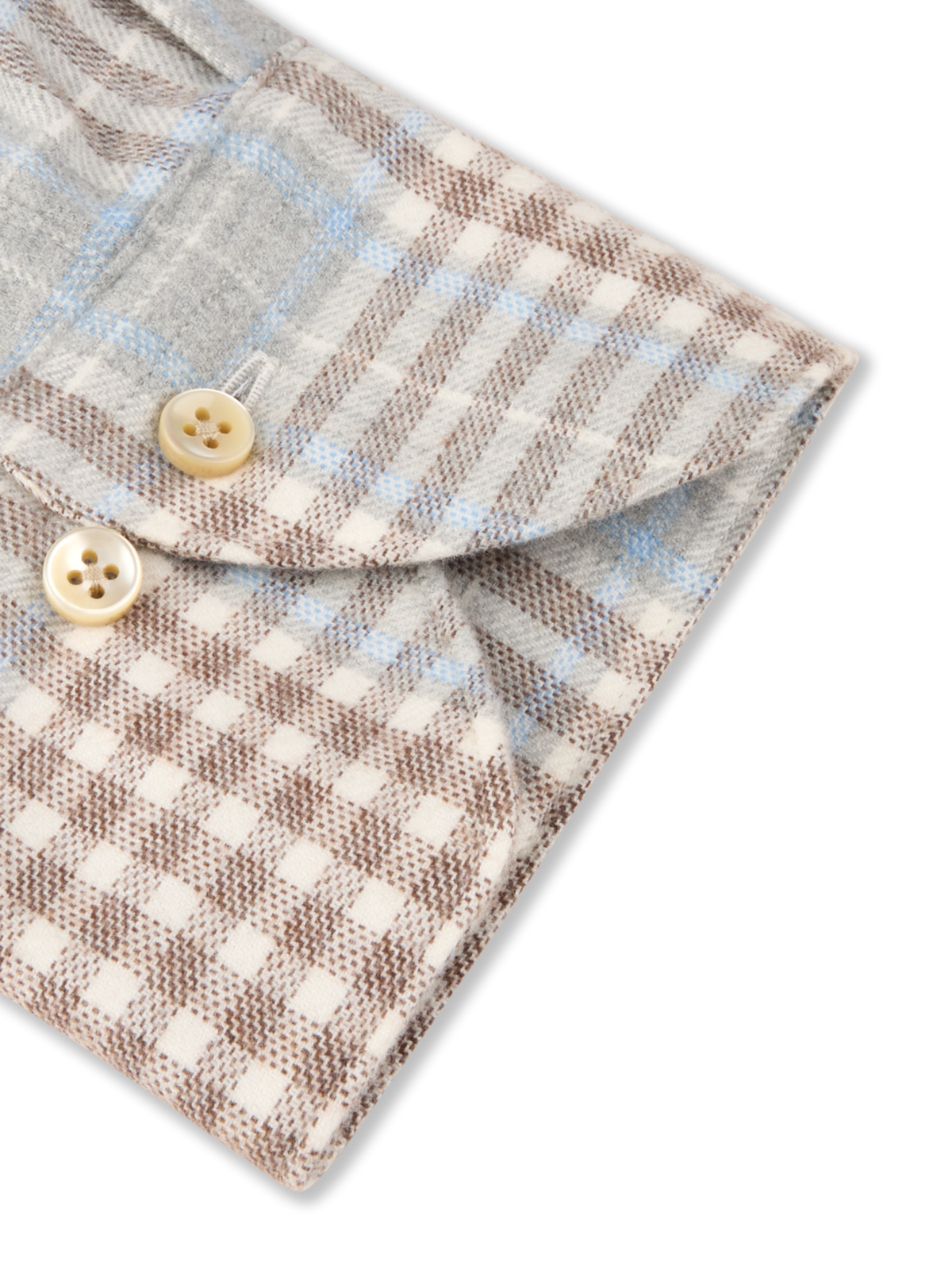 Stenströms - Light Grey Checked Flannel Shirt
