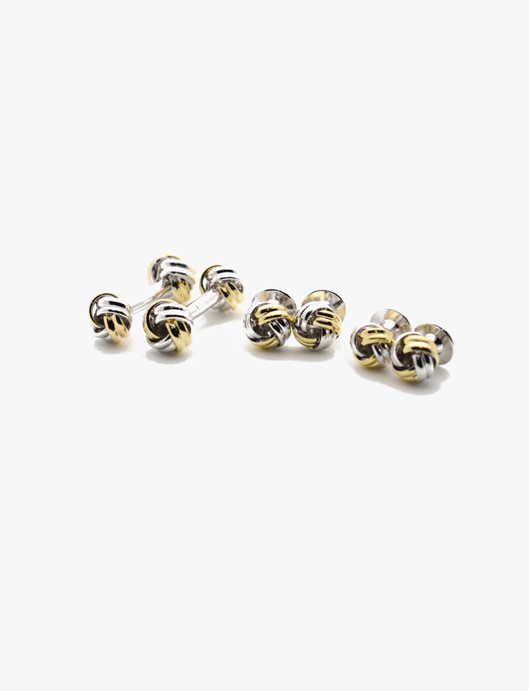 The Collar Company - Silver & Gold Knot Formal Set with 4 Studs