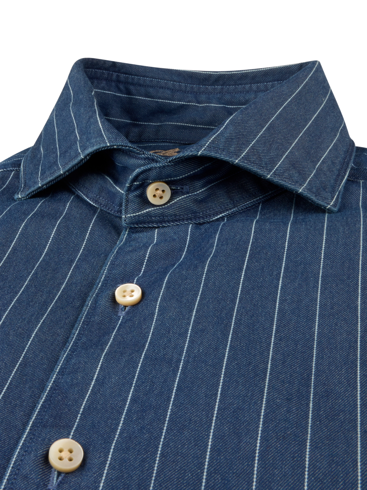 Stenströms - Dark Blue Striped Denim Shirt