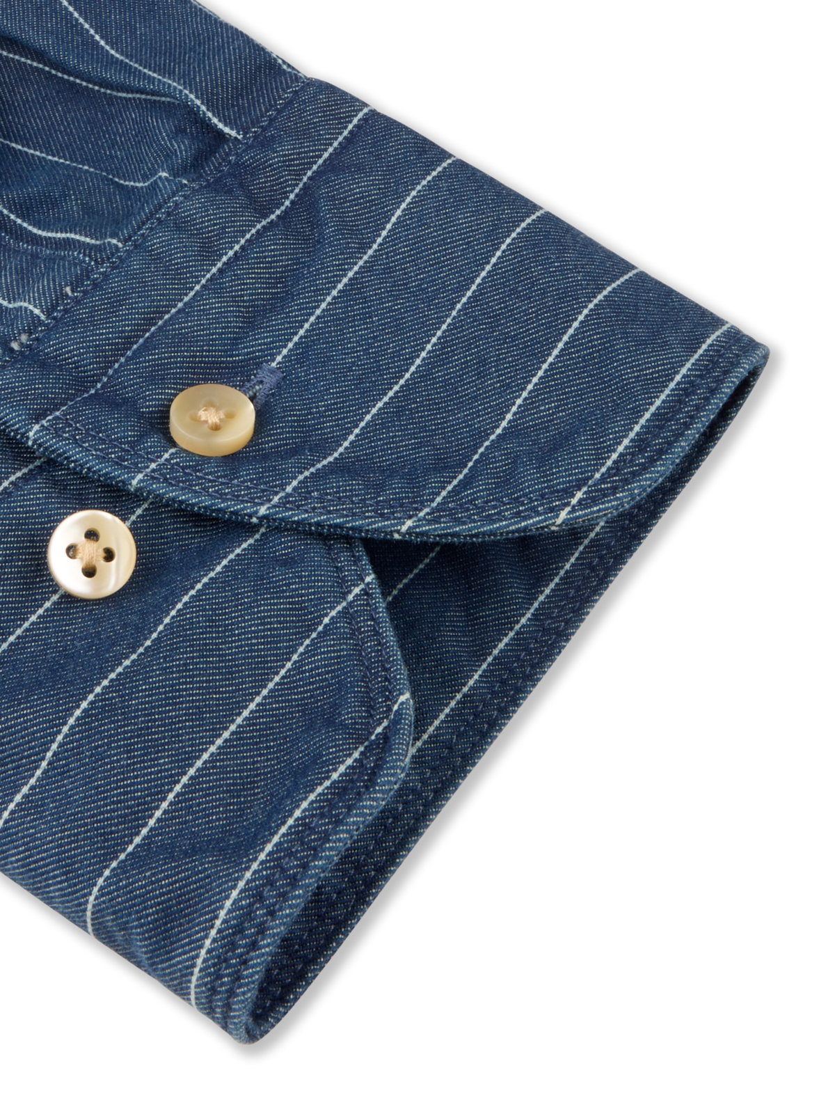 Stenströms - Dark Blue Striped Denim Shirt